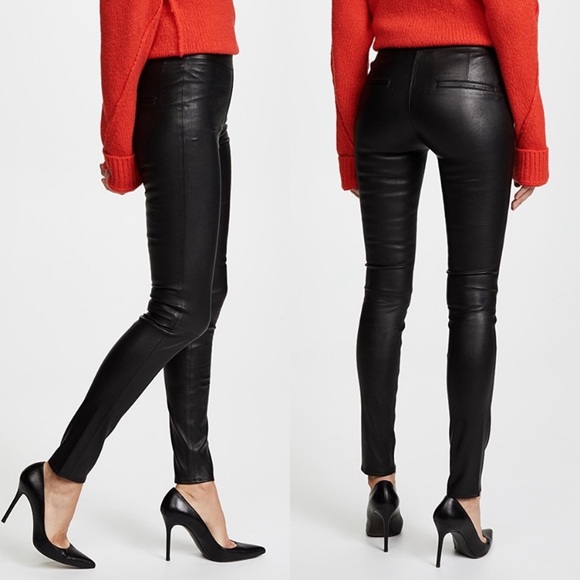 Helmut Lang Black 100% Lamb Leather Leggings 0